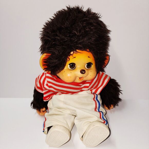 Vintage 70s TOHO Monchhichi Japan Daisuke 18” Plush Doll w Sleepy Eyes & Clothes - Picture 1 of 8